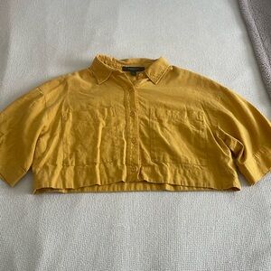 Gold Cropped Button Up